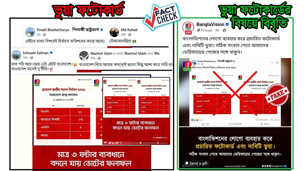 বাংলা ভিশনের নামে গভীর রাতের নির্বাচনী ফল বদলের দাবি ভিত্তিহীন