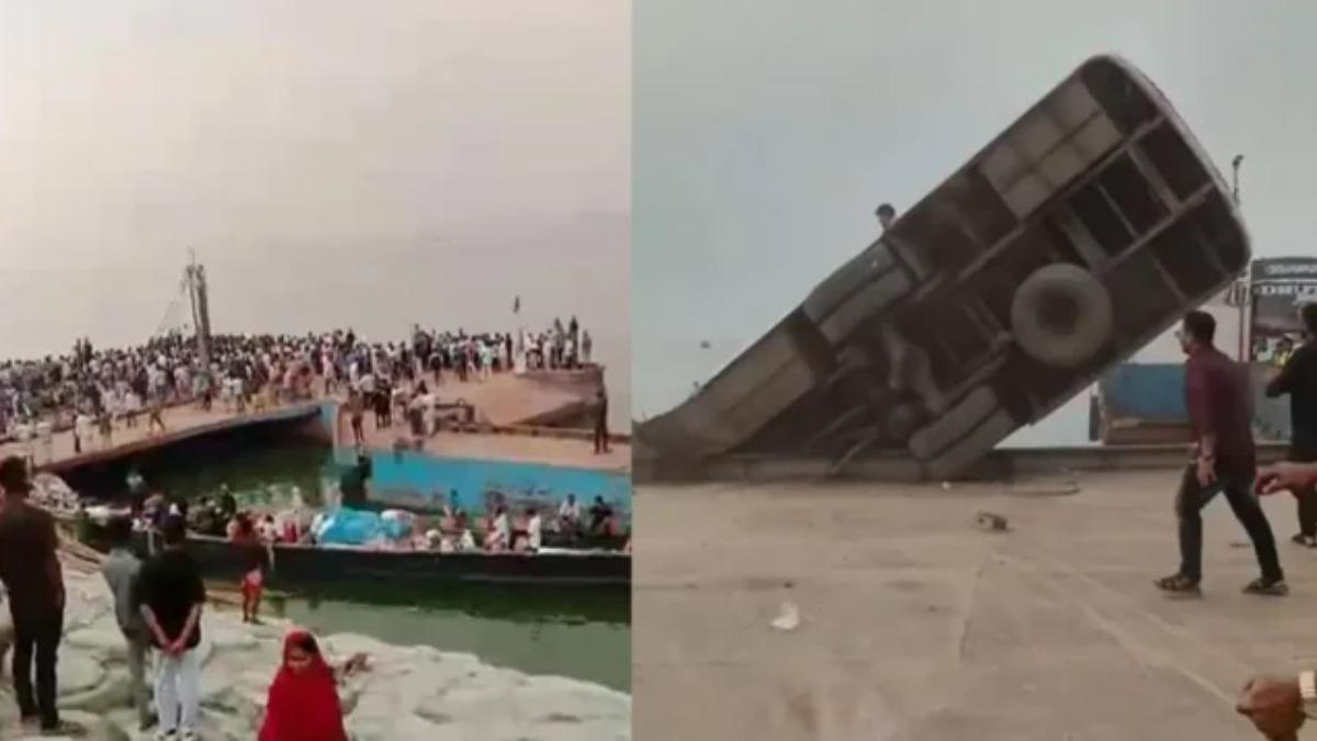 বাস পন্টুনের নিচে, ভাঙা যাচ্ছে না দরজা-জানালা