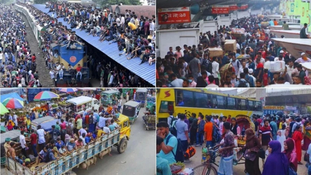 বাসে ট্রেনে লঞ্চে বেড়েছে যাত্রী