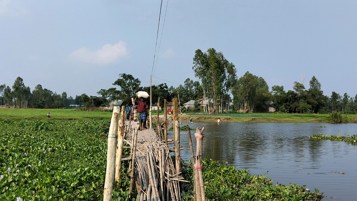 নড়বড়ে সাঁকোয় উঠতে ভয়, আটকে বিয়েও