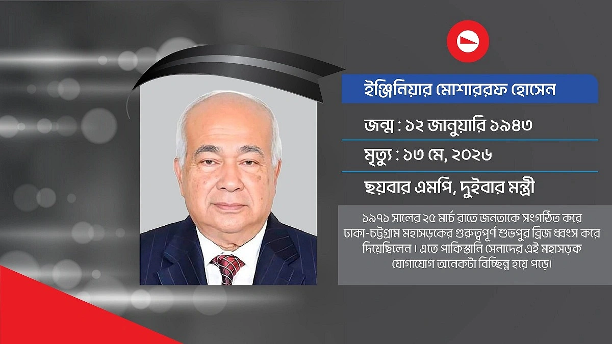 মোশাররফের প্রয়াণ: আওয়ামী রাজনীতির ‘ট্রায়ো’ যুগের অবসান
