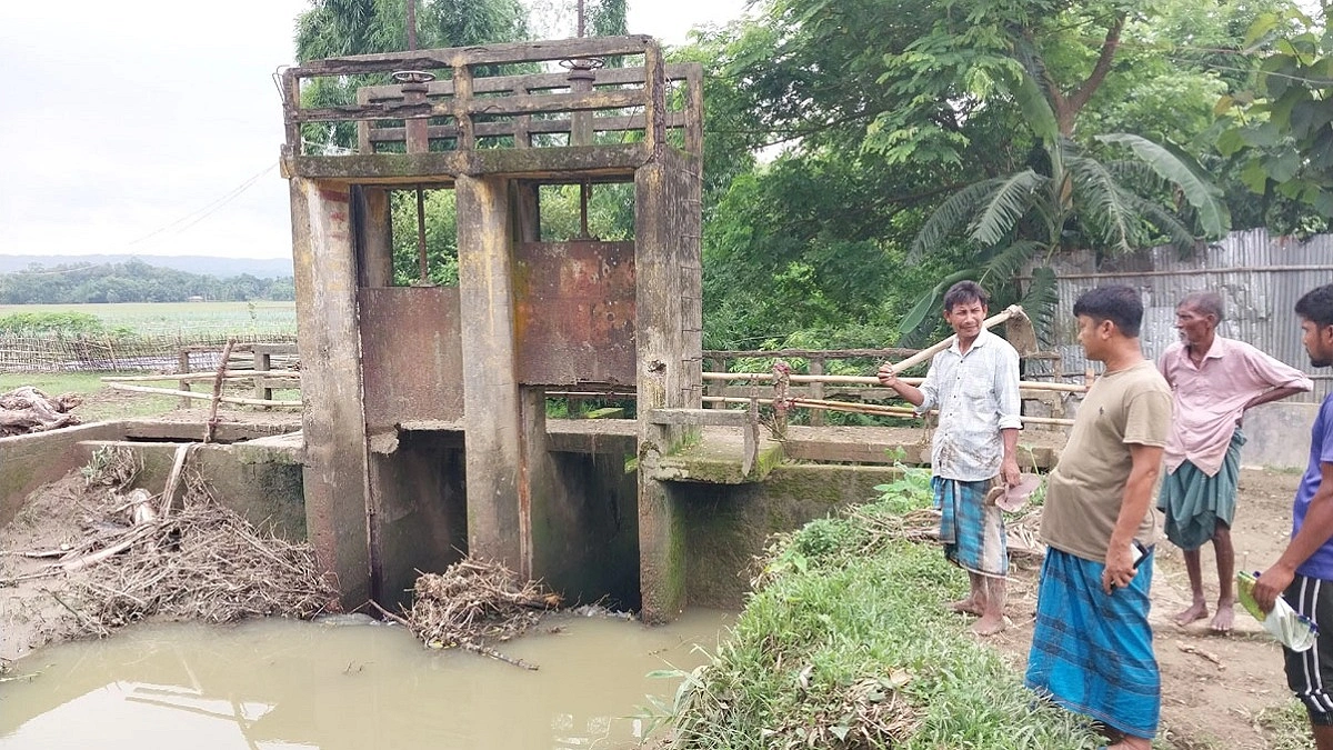 অকেজো স্লুইসগেটে ডুবছে ঘরবাড়ি, নষ্ট হচ্ছে ফসল