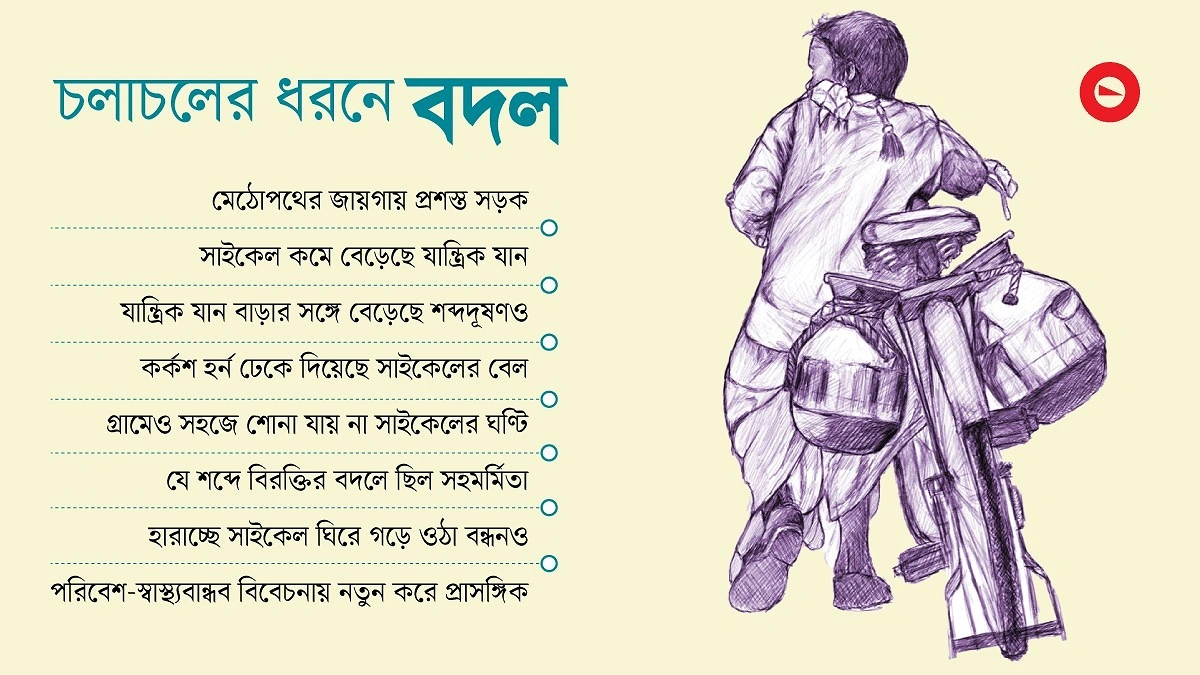 উচ্চ হর্নে হারিয়ে যাচ্ছে সাইকেলের ক্রিং ক্রিং