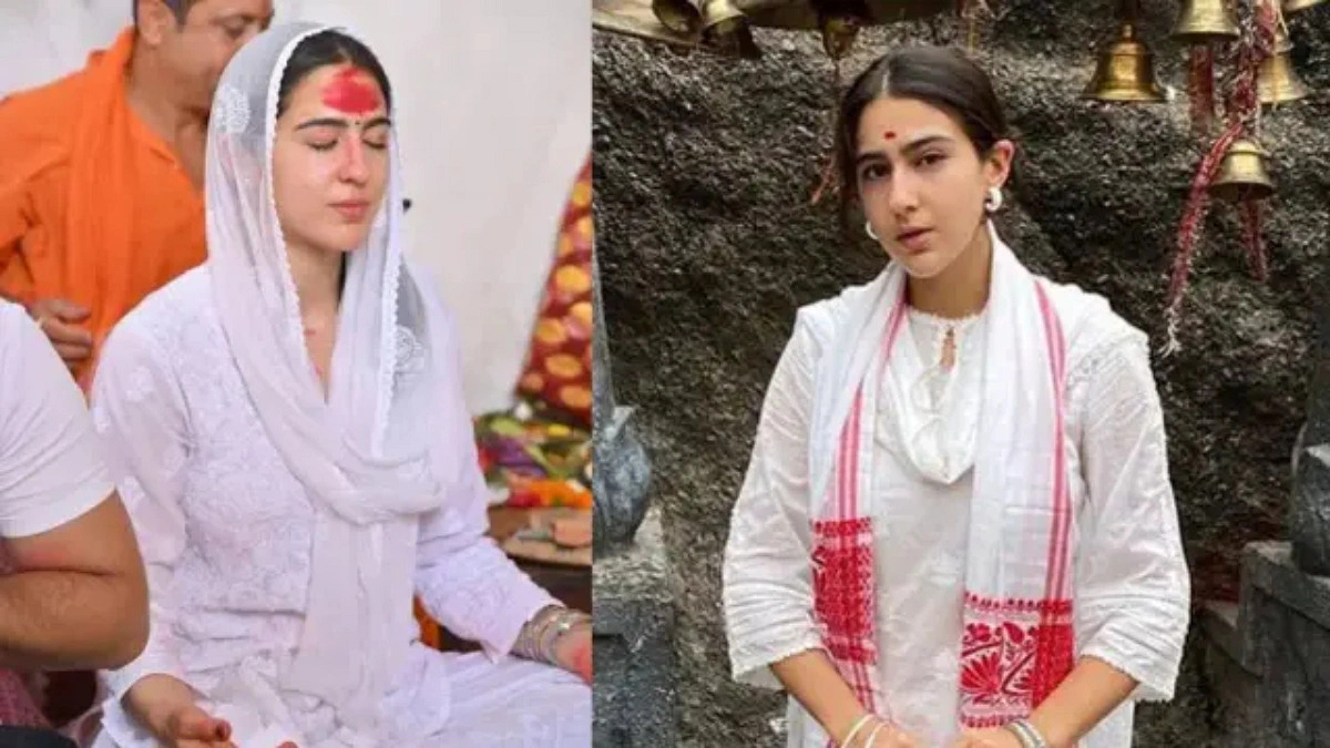 কামাখ্যা মন্দিরে সাদা পোশাকে নজর কাড়লেন সারা আলি খান