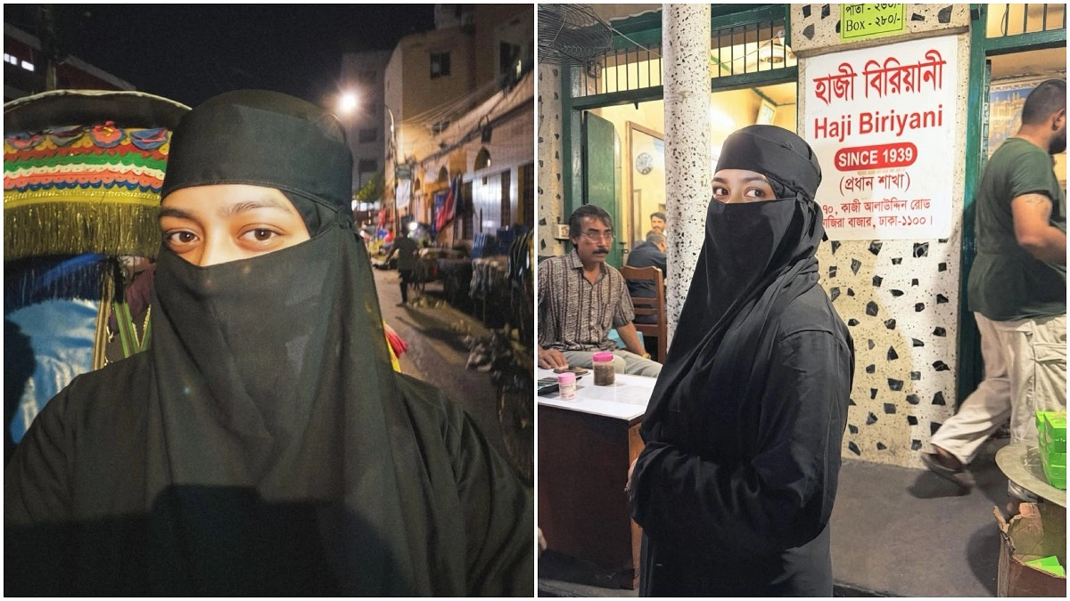 বোরকা পরে বিরিয়ানি খেতে পুরান ঢাকায় নায়িকা
