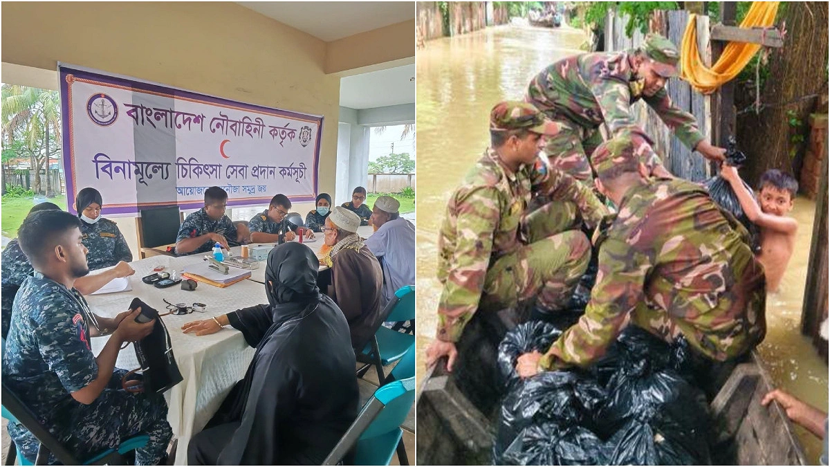 সেন্টমার্টিনে নৌবাহিনীর চিকিৎসাসেবা, চট্টগ্রামে সেনাবাহিনীর ত্রাণ বিতরণ