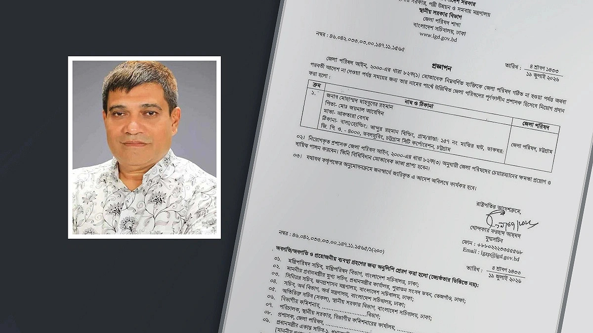 চট্টগ্রাম জেলা পরিষদের প্রশাসক মাহবুবের রহমান শামীম