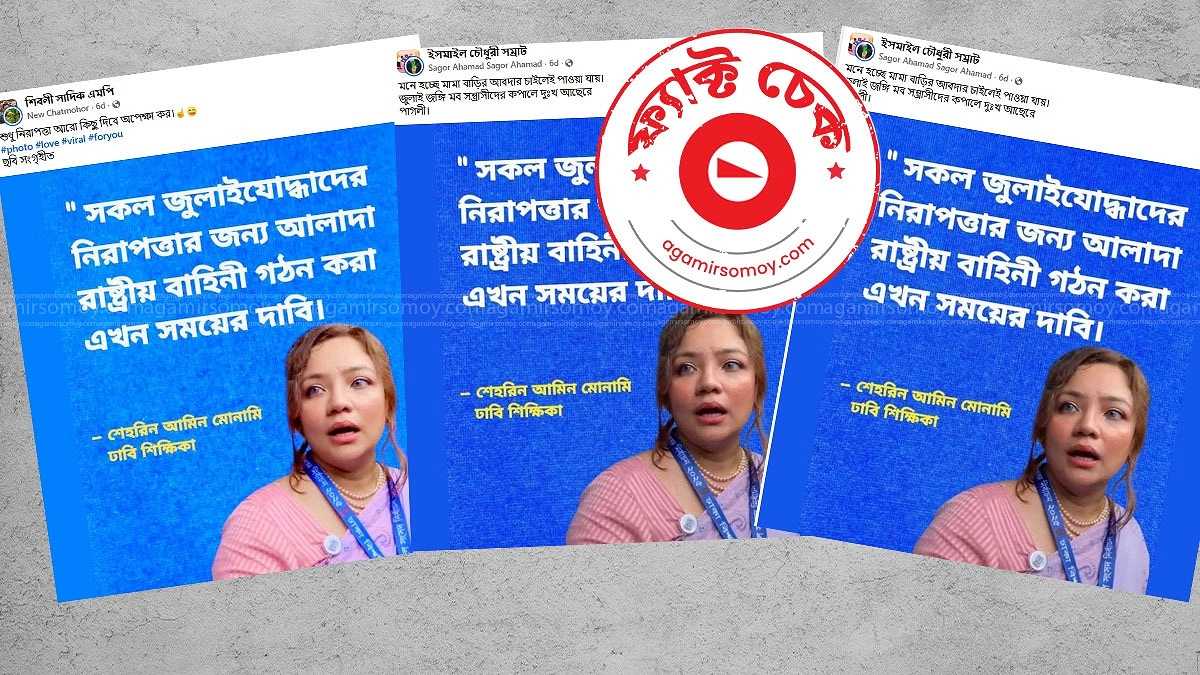 ‘জুলাই যোদ্ধাদের জন্য আলাদা রাষ্ট্রীয় বাহিনী’ প্রসঙ্গে শিক্ষক মোনামী বলেননি