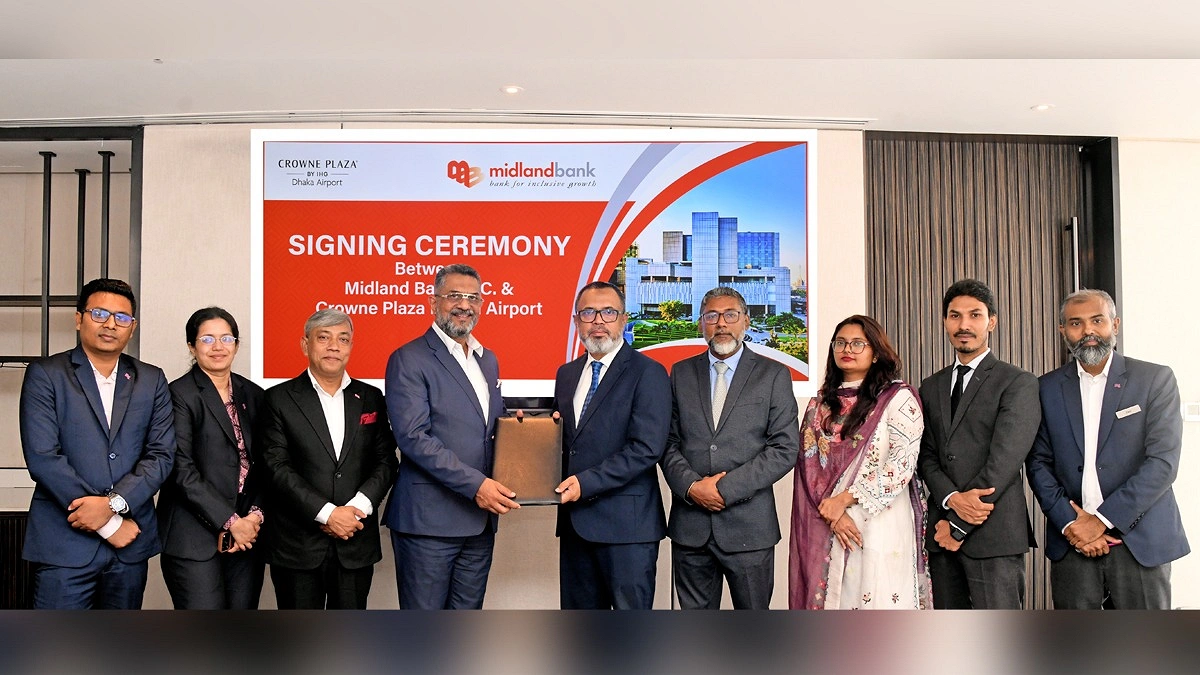 মিডল্যান্ড ব্যাংক ও ক্রাউন প্লাজা ঢাকা এয়ারপোর্টের মধ্যে চুক্তি