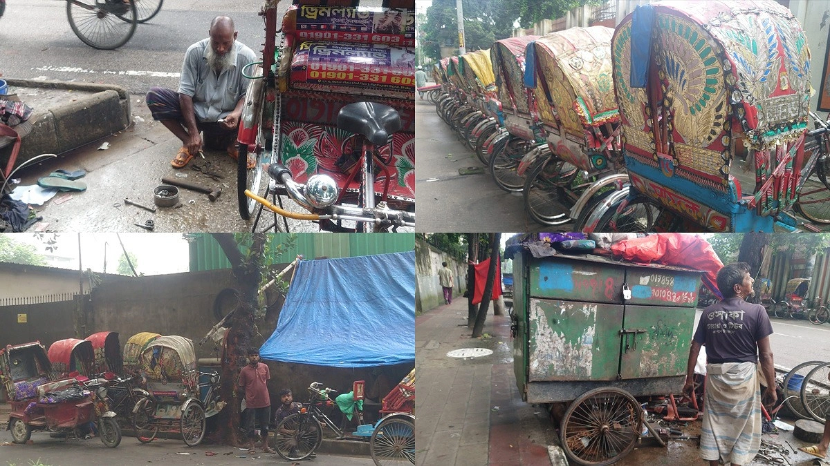 বৃষ্টিতে সবাই বিরক্ত, হাসছেন মেকানিকরা