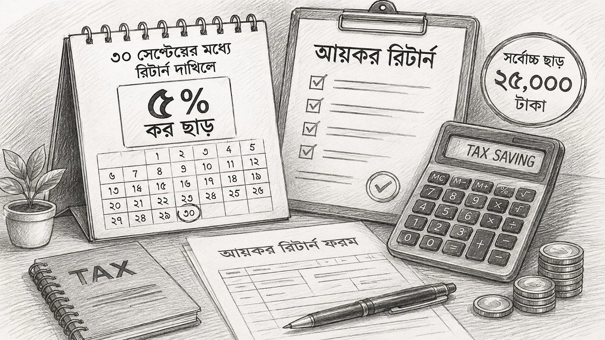 সেপ্টেম্বরের মধ্যে রিটার্নে ৫ শতাংশ কর ছাড়