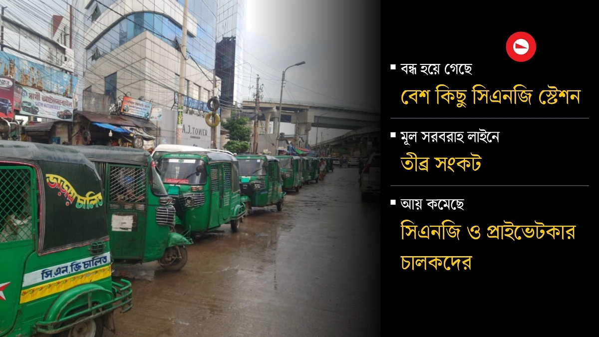 রাজধানীর সিএনজি স্টেশনগুলোতে দীর্ঘ সারি, গ্যাস না পেয়ে বিপাকে চালকরা