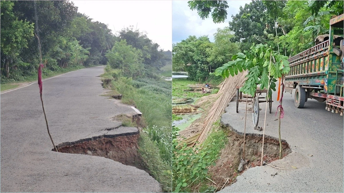 চত্রার ভাঙনে বিপর্যস্ত দুই সড়ক