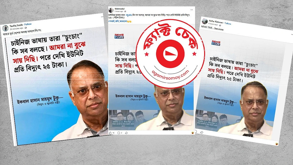 ‘তারা ‘চুংচাং’ কী সব বলছে’- এমন বক্তব্য বিদ্যুৎমন্ত্রীর নয়