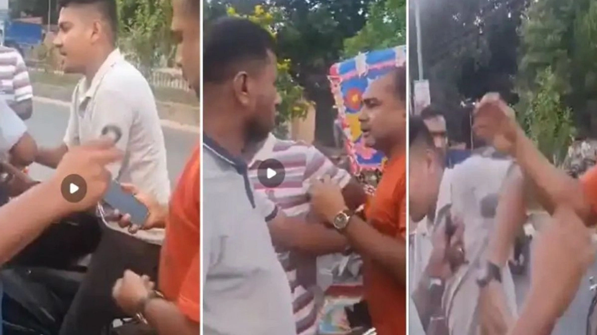 হর্ন বাজানোর জেরে পুলিশ সদস্যকে ‘মারধর’, ভিডিও ভাইরাল