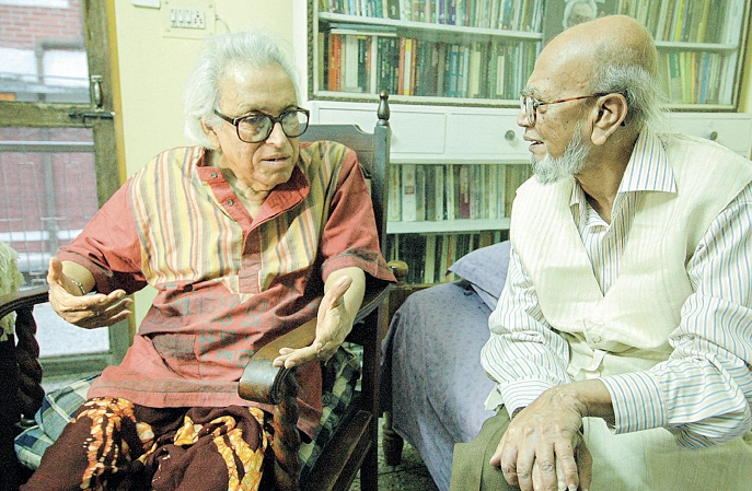 শামসুর রাহমান ও আল মাহমুদ। ছবি: নাসির আলী মামুন