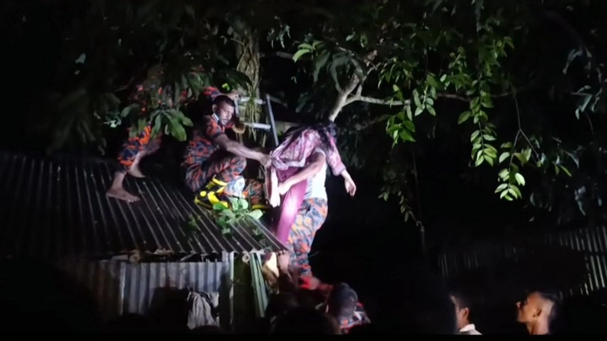 আমগাছে উঠে আটকা গৃহবধূ, উদ্ধার করল ফায়ার সার্ভিস