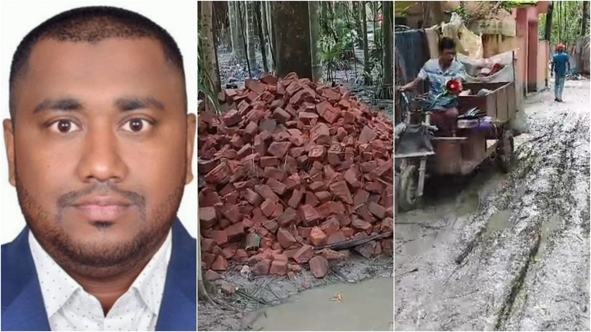 রাস্তার ইট তুলে নিয়ে বিক্রি করলেন ইউপি সদস্য!