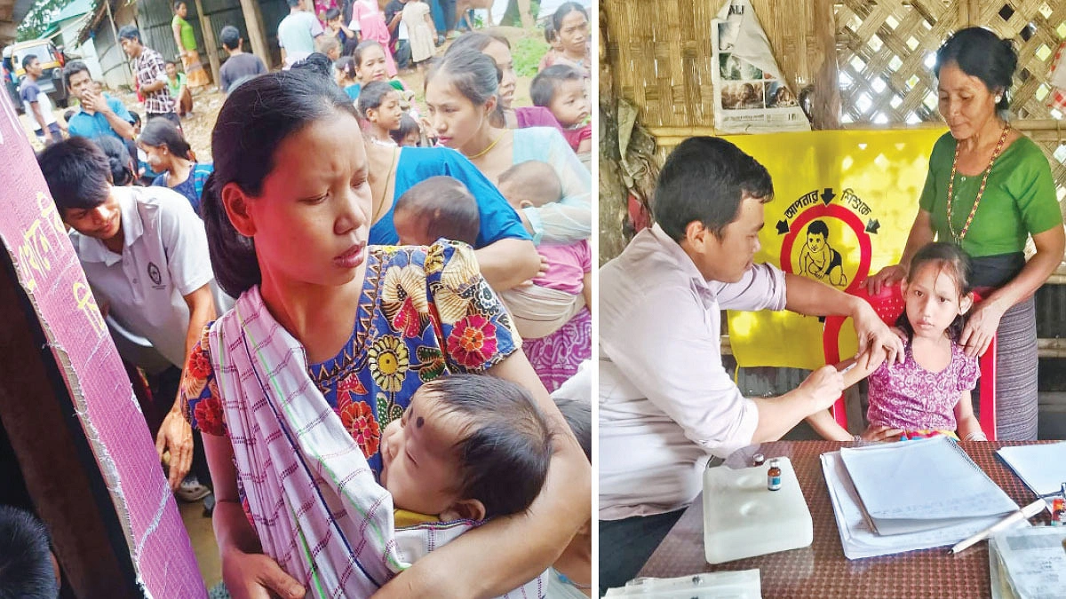 কুসংস্কার ছেড়ে হামের টিকা নিতে লাইনে