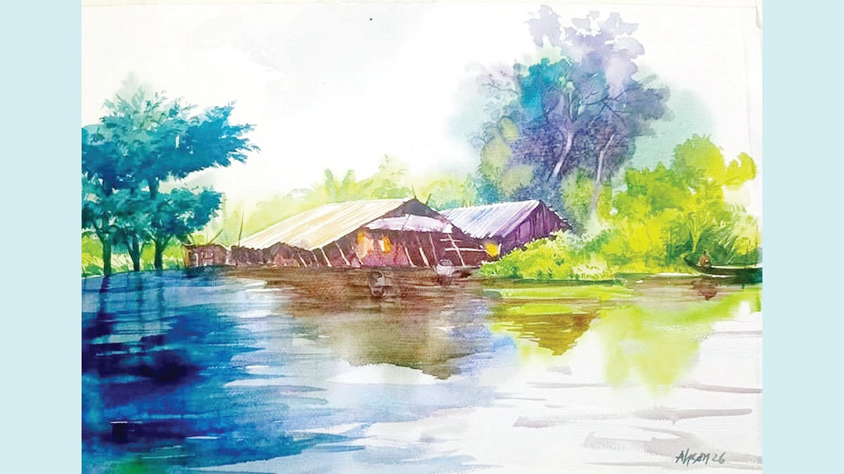 নবনূর আলীর জলরঙে আঁকা একটি চিত্রকর্ম