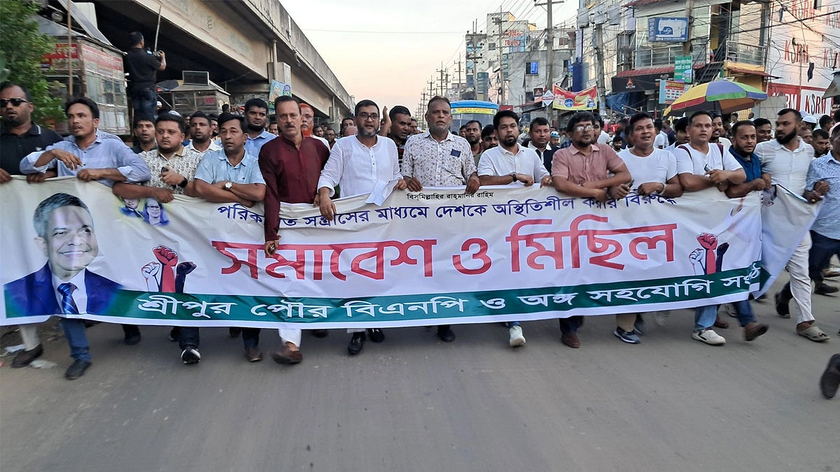 সন্ত্রাস নৈরাজ্যের বিরুদ্ধে বিএনপির বিক্ষোভ