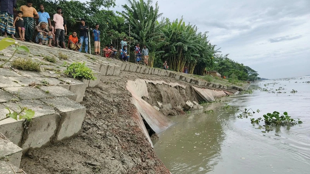 চিলমারীতে ব্রহ্মপুত্রের তীররক্ষা বাঁধে ফের ধস