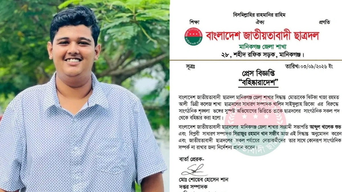 মানিকগঞ্জে অবৈধ ড্রেজার ব্যবসায়ী সেই ছাত্রদল নেতা বহিষ্কার