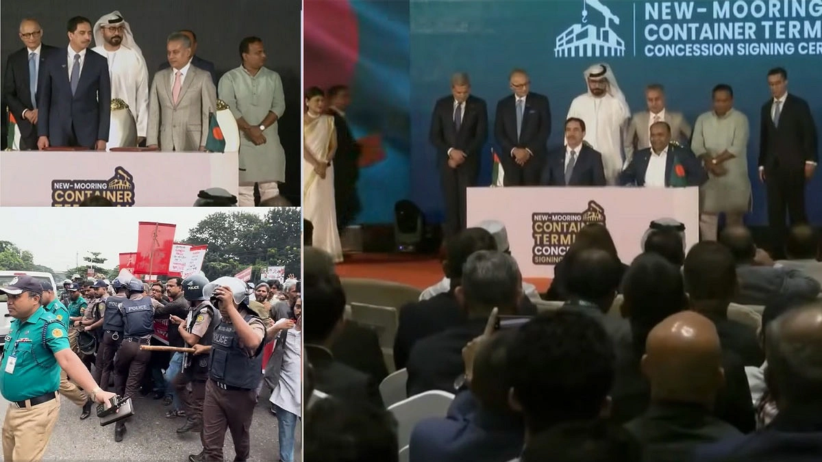 ইনভেস্ট বাংলাদেশ ভবনের ভেতরে চুক্তি, বাইরে বিক্ষোভে লাঠিপেটা