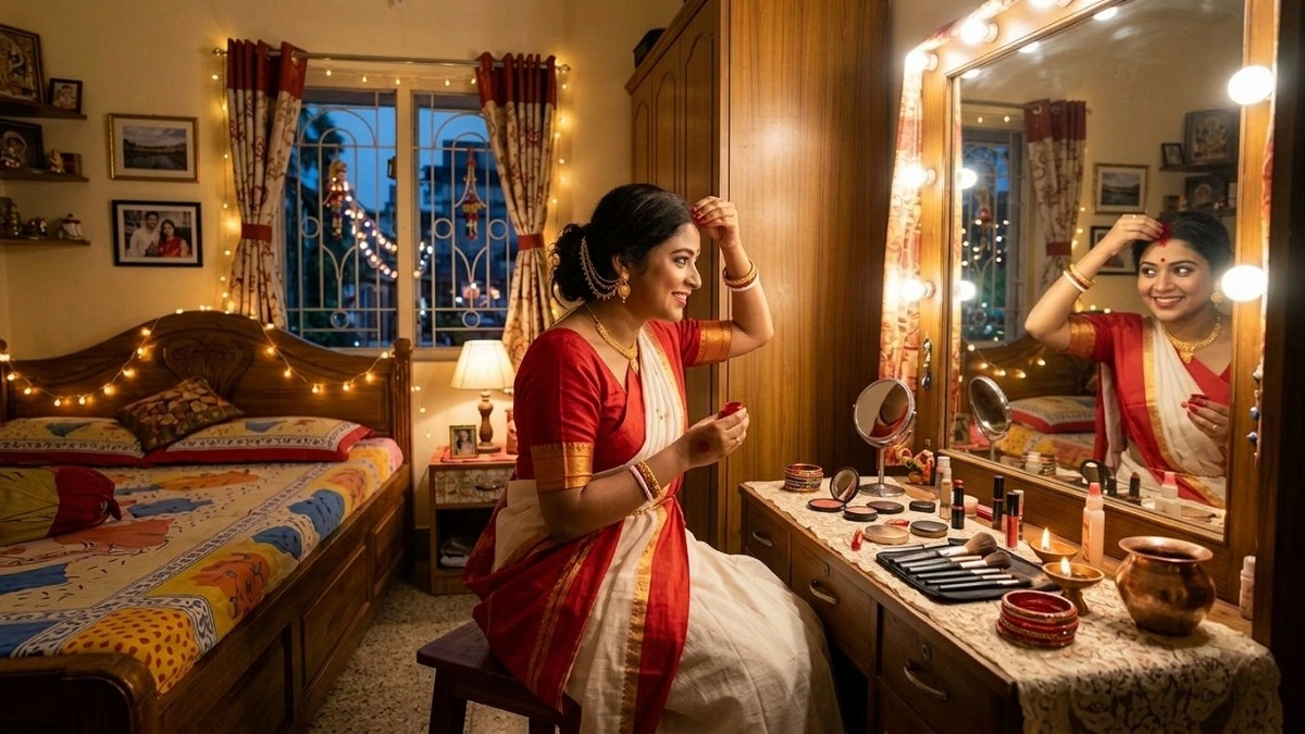 পূজায় সাজ দীর্ঘক্ষণ ঠিক রাখার মেকআপ টিপস