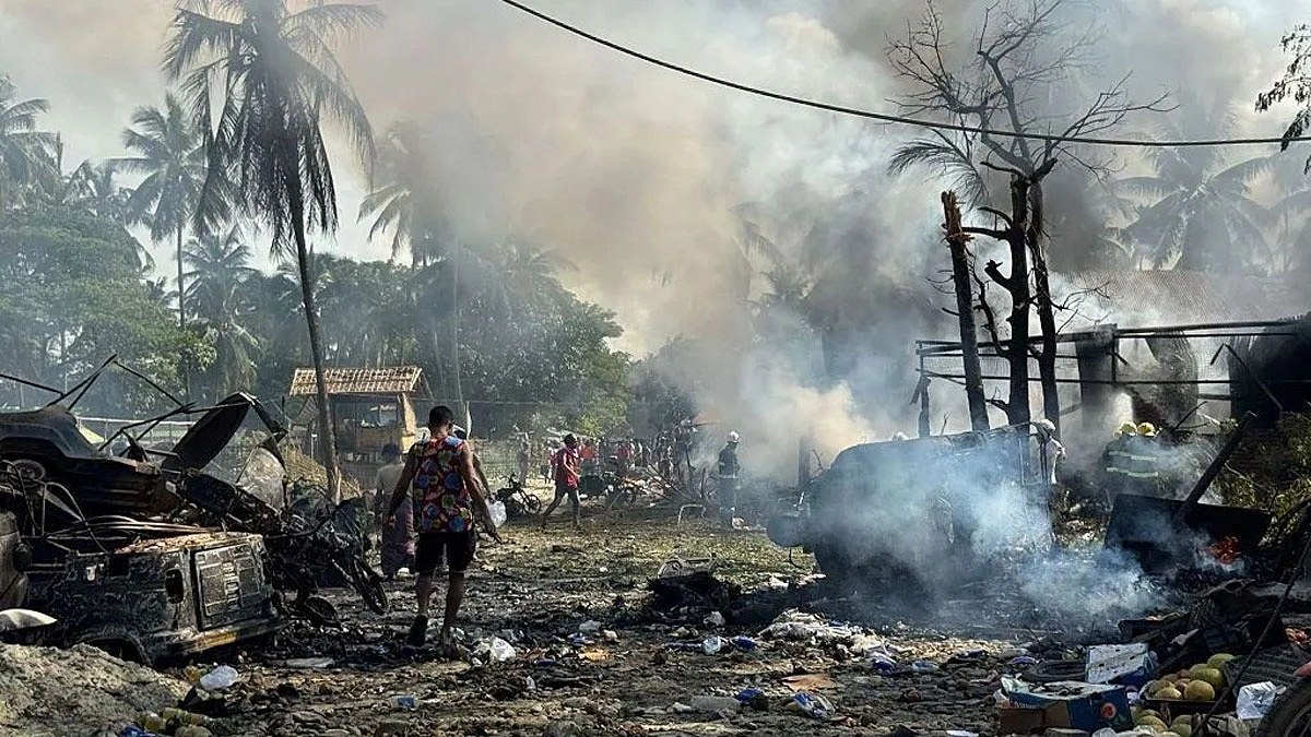 ২০২১ সালে সামরিক অভ্যুত্থানের পর থেকে গৃহযুদ্ধে বিধ্বস্ত মিয়ানমার। ছবি: গেটি ইমেজ/বিবিসি