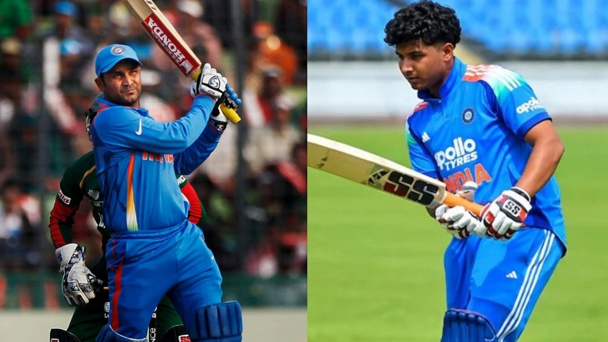 বাবা শেবাগের মতোই বিধ্বংসী ব্যাটিং ছেলে আর্যবীরের