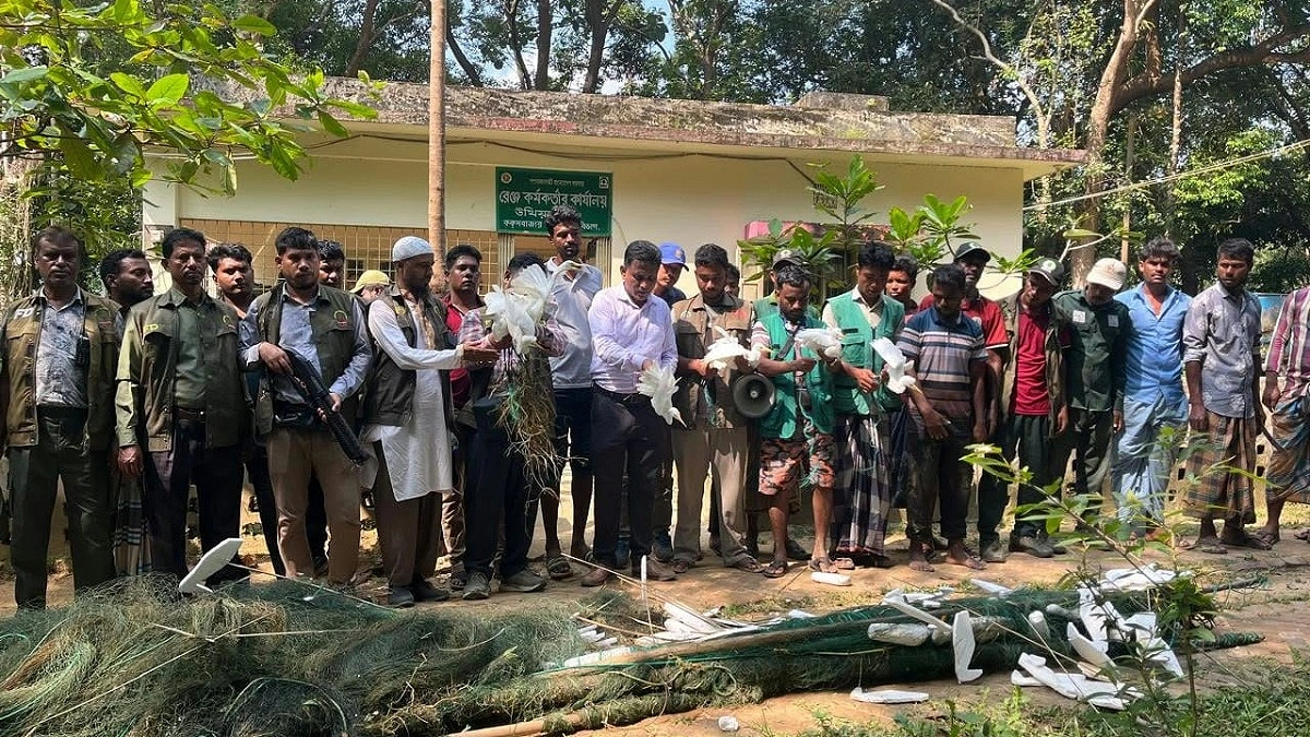 কৃত্রিম শব্দ তৈরি করে শিকার করা ১২ বক অবমুক্ত