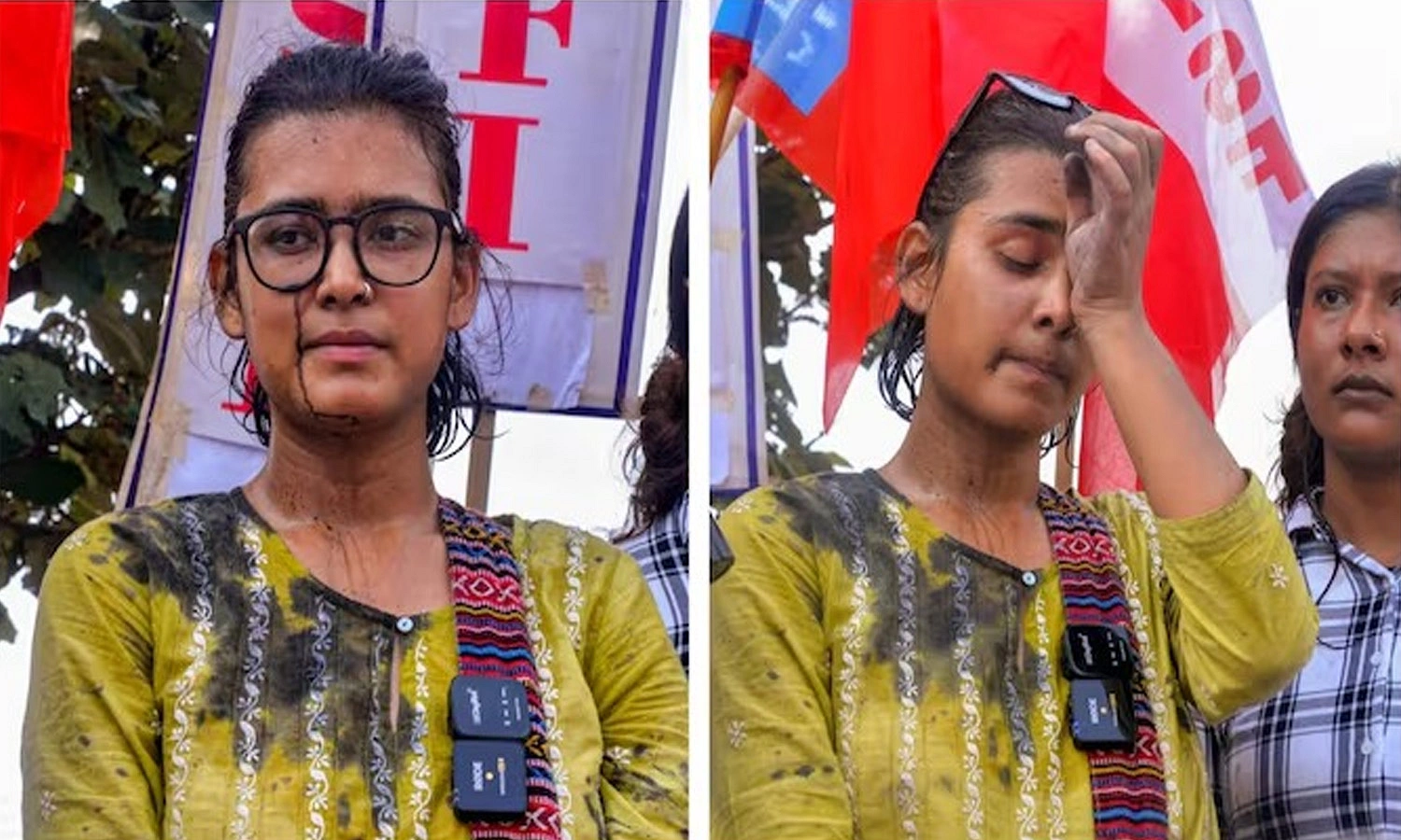 আগস্টে ঝাড়খণ্ডে বিক্ষোভের সময় নেহার দিকে কালি ছোড়া হয়— সংগৃহীত ছবি