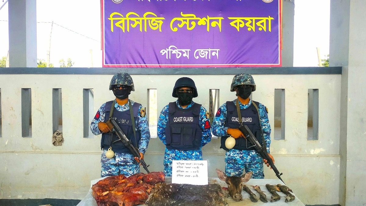 কোস্ট গার্ডের অভিযানে হরিণের মাংস উদ্ধার, পালিয়ে গেল শিকারিরা