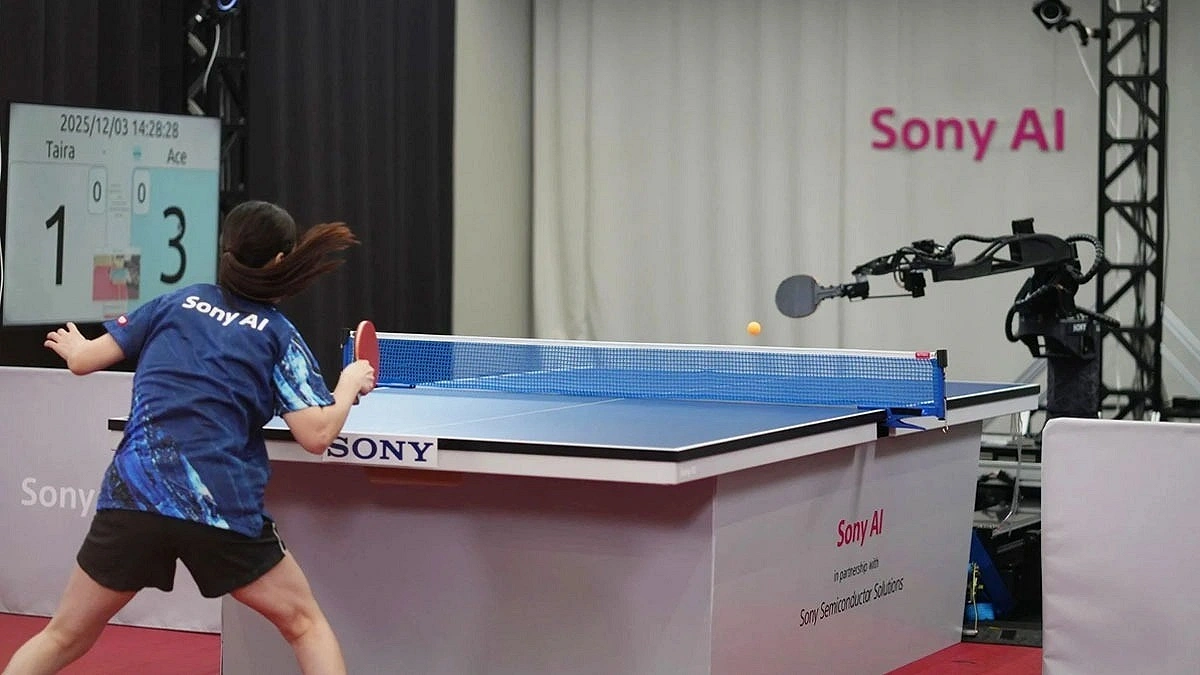 A robot defeats humans in table tennis
