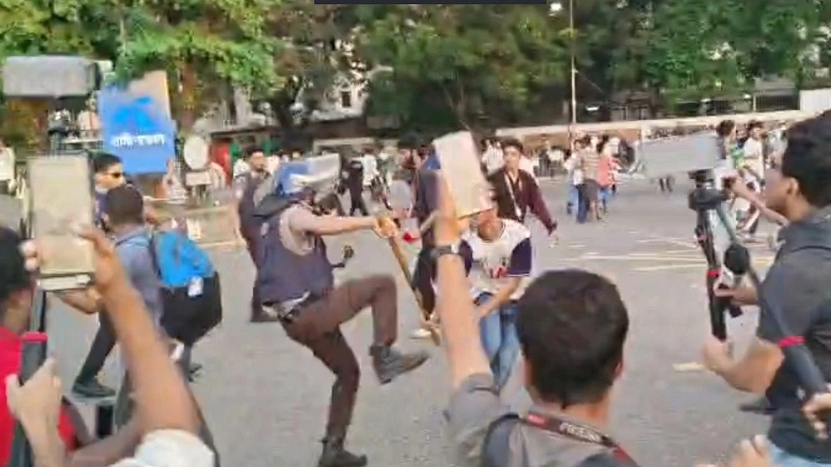 Police Baton-Charge Protesters Outside Parliament