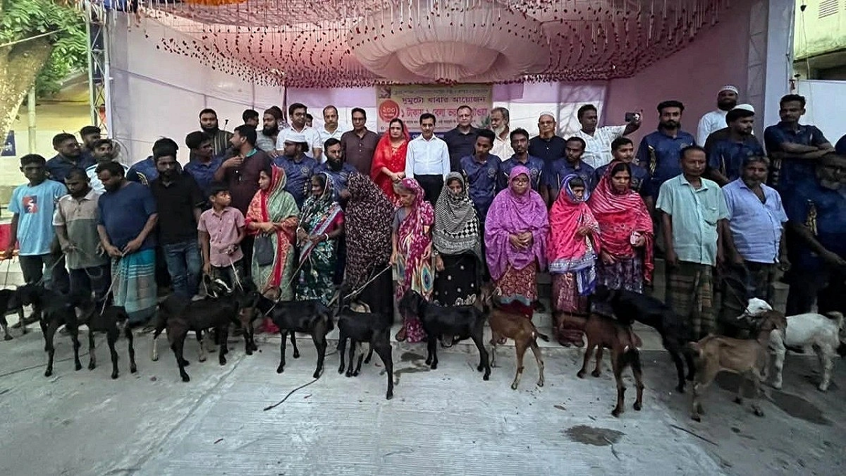 20 families receive goats for 10 taka