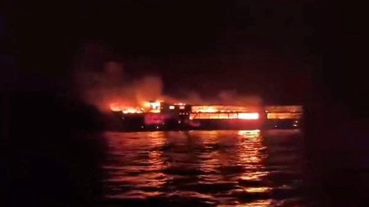 Philippine ferry fire kills five, over 80 missing