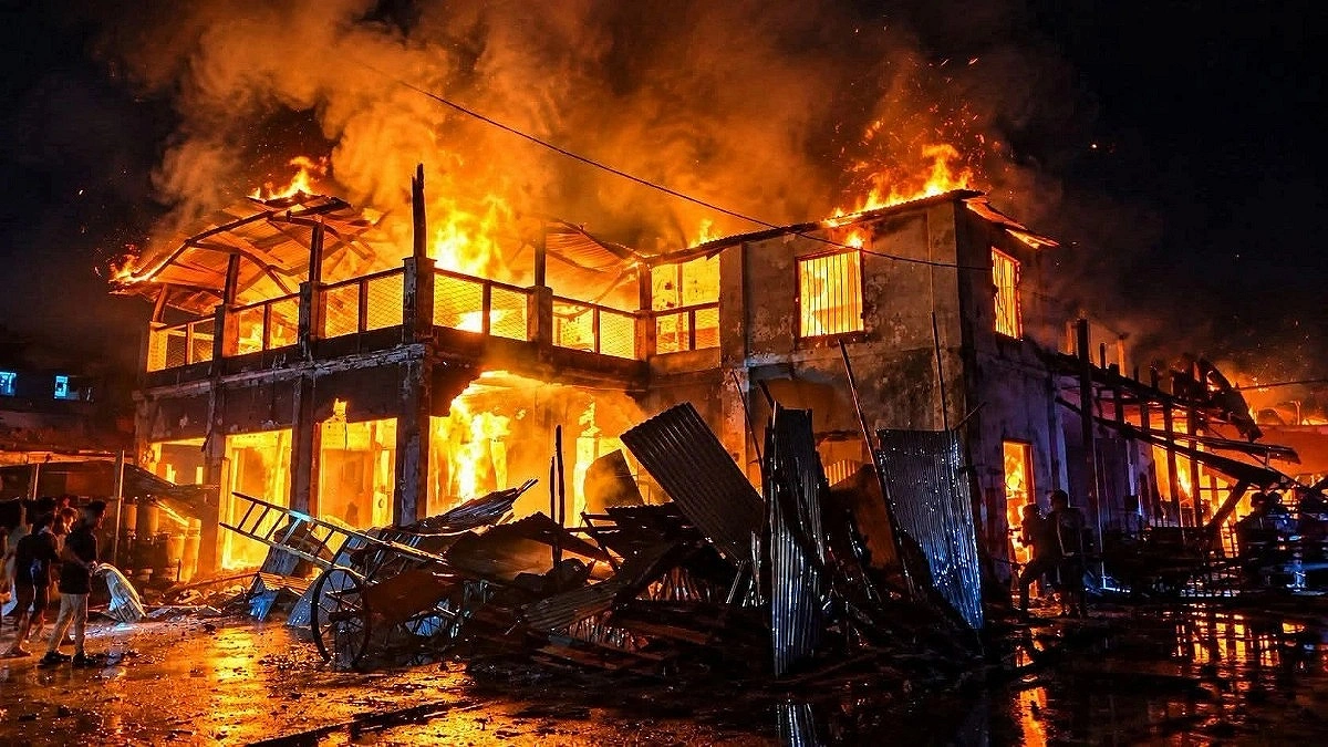Historic Jhalmal Cinema Hall in Mymensingh destroyed by fire